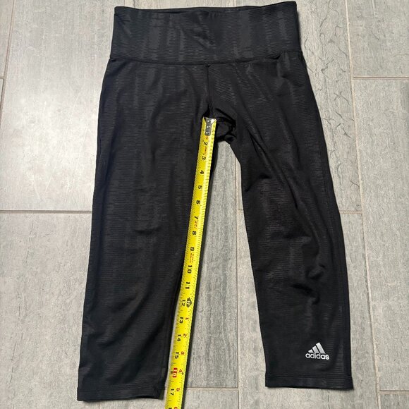 Adidas Climalite Mid Rise Capri Leggings Light Pattern Black Size Small - Picture 8 of 11